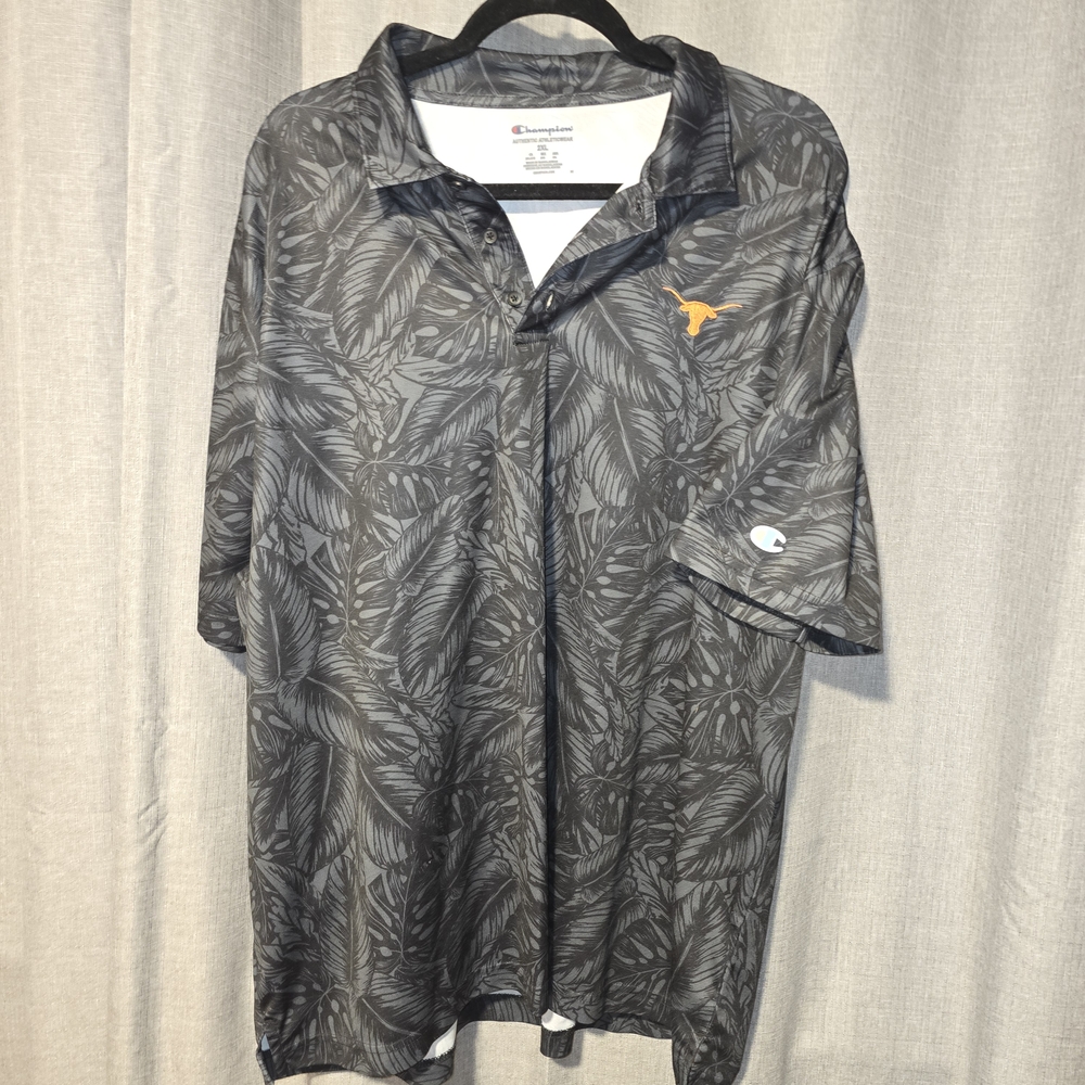 Champion Men's Charcoal Texas Longhorns Hawaiian Polo